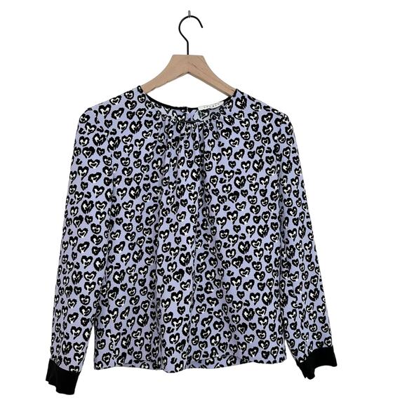 Sandro Rina Purple Heart Patterned long sleeve Blouse Top - Picture 1 of 8